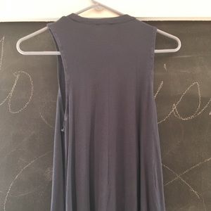 Navy blue tank top with high collar